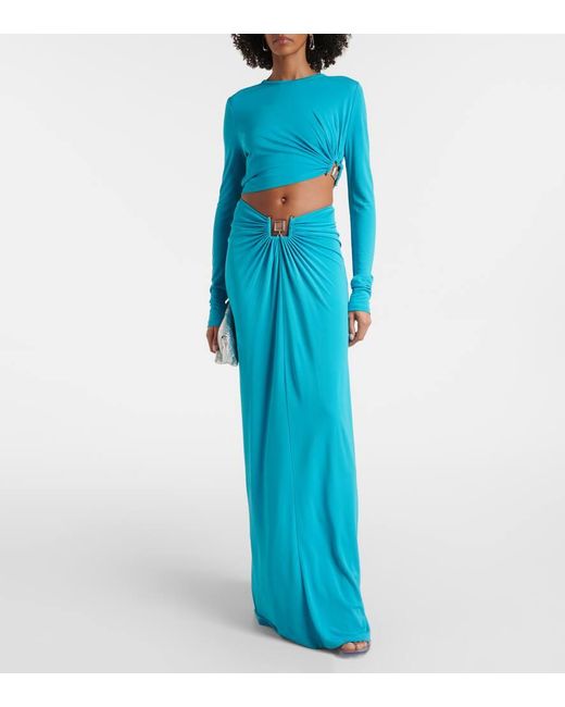 Christopher Esber Blue Embellished Crop Top