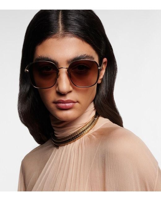 Chloé Brown Scalloped Square Sunglasses