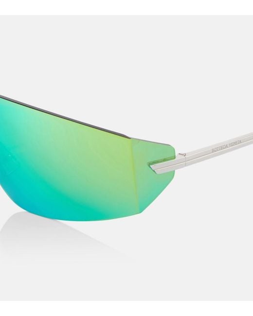 Bottega Veneta Green Light Ribbon Shield Sunglasses