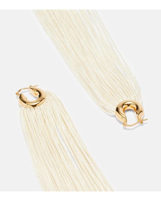 Pendientes De Aro Con Flecos Jil Sander de color White