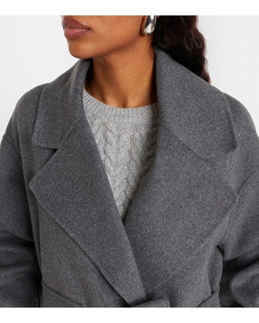 Max Mara Black Hobby Virgin Wool Wrap Coat