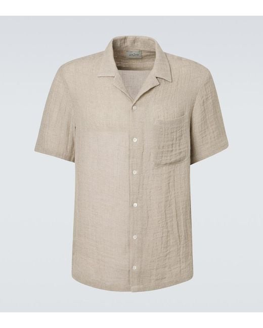 LeKasha Natural Linen Bowling Shirt for men