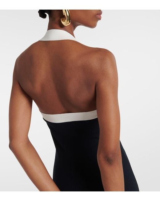 Veronica Beard Blue Christa Halterneck Midi Dress