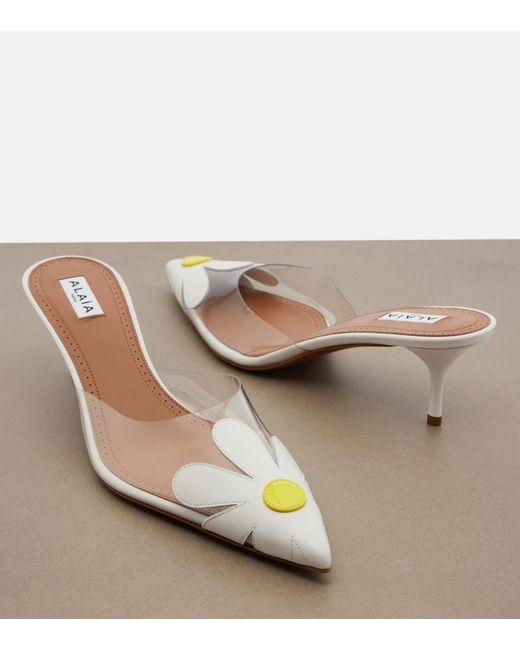 Alaïa White Bloom Floral Mules