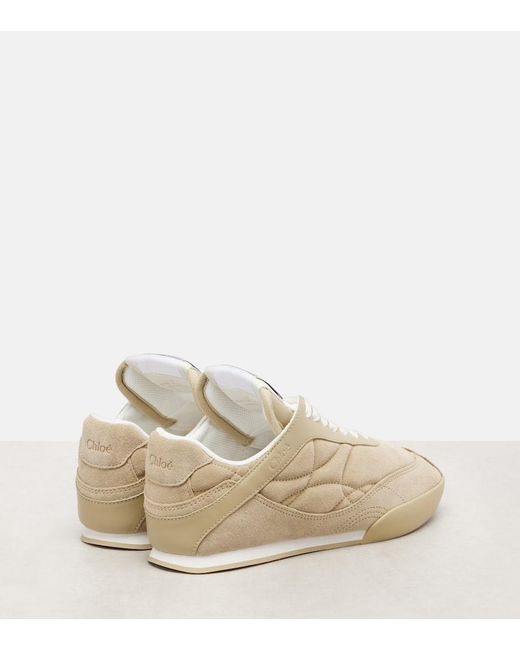 Chloé Natural Sneakers Kick Aus Veloursleder Und Leder