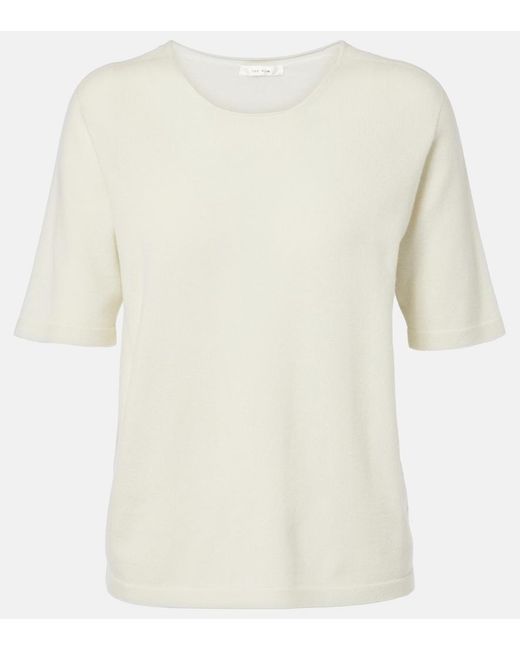 The Row White Ipar Cashmere Top
