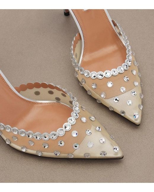 Aquazzura Metallic Tequila Embellished Mesh Pumps