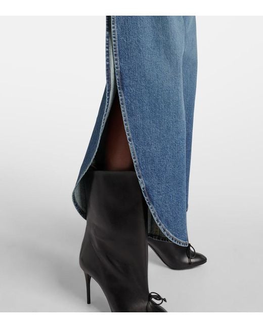 Alaïa Blue Petal High-Rise Barrel-Leg Jeans