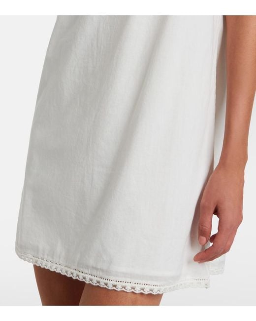 Posse White Danielle Lace-Trimmed Cotton Minidress