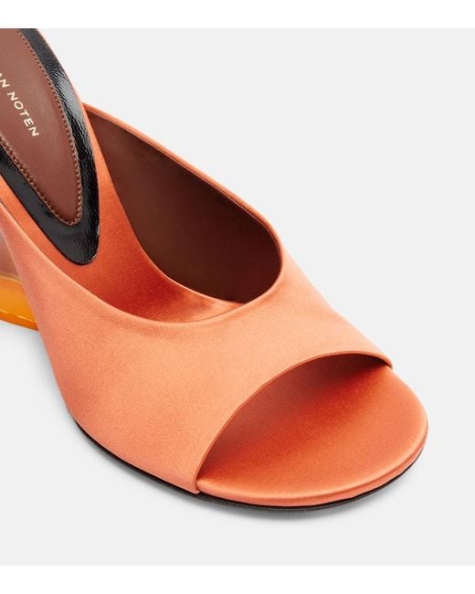 Dries Van Noten Brown Satin Wedge Mules