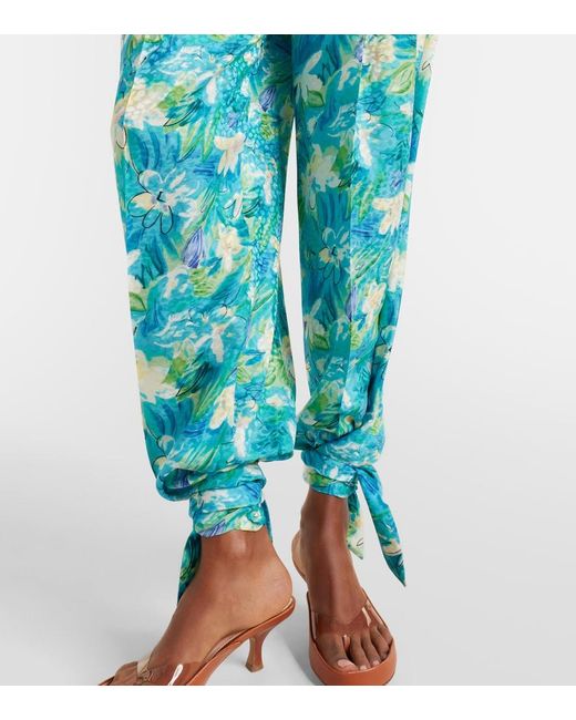 Chloé Blue Floral Silk Balloon Pants