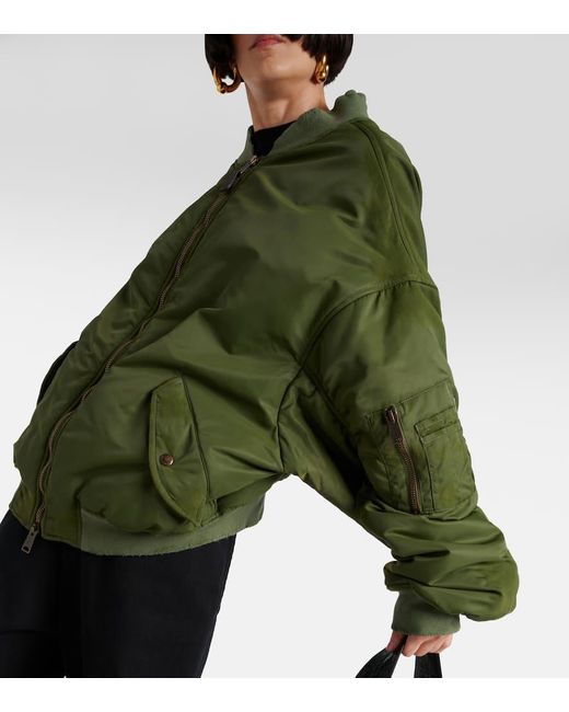 Balenciaga Green Oversize-Bomberjacke Off Shoulder
