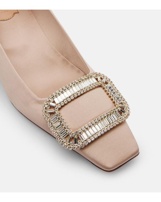 Roger Vivier Brown Belle Vivier 45 Embellished Satin Pumps