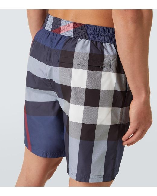 Burberry Blue Check Swim Shorts for men