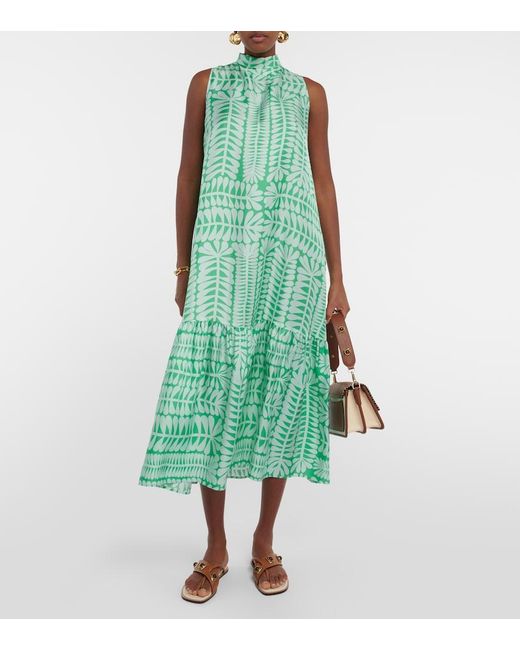Asceno Green Oslo Silk Twill Maxi Dress