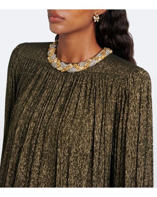 Valentino Green Embellished Silk-Blend Gown