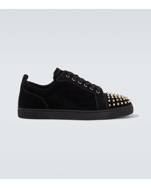 Christian Louboutin Black Louis Junior Spikes Suede Sneakers for men