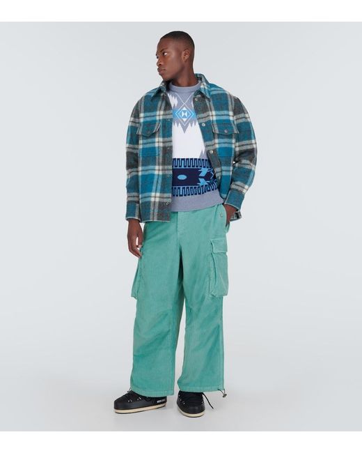 Alanui Green Velvet Corduroy Cargo Pants for men