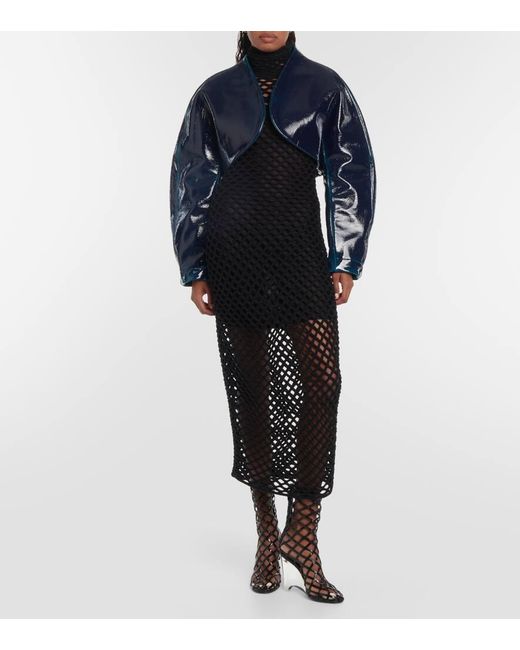 Alaïa Blue Coated Wool Cropped Jacket