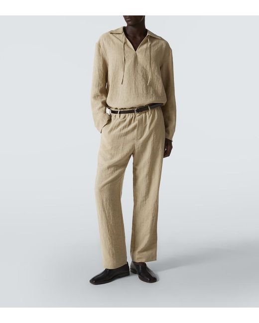 Commas Natural Tie-Neck Shirt for men