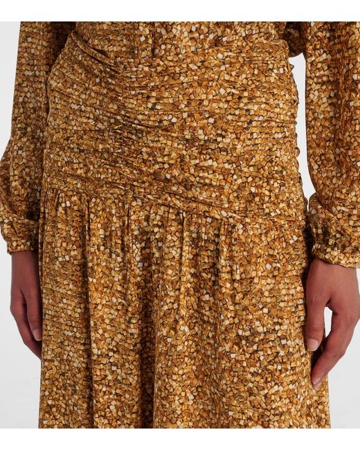 Isabel Marant Metallic Syana Printed Silk-Blend Maxi Skirt