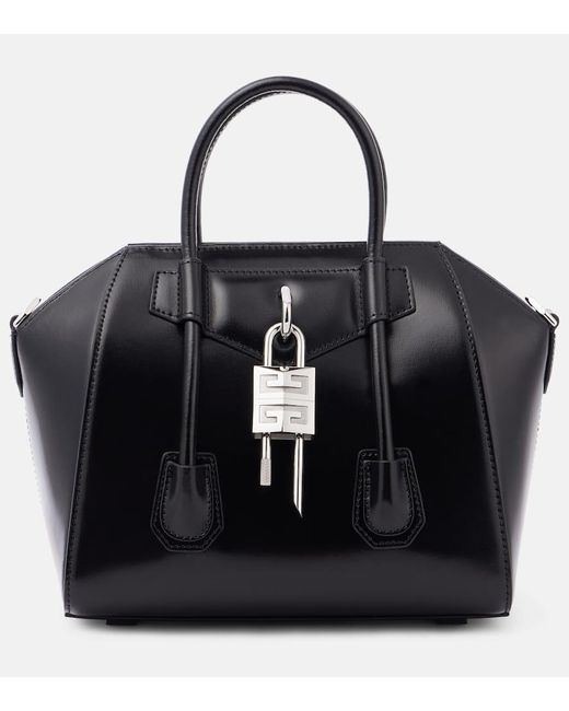 Givenchy Antigona Lock Mini Leather Tote Bag in Black Lyst