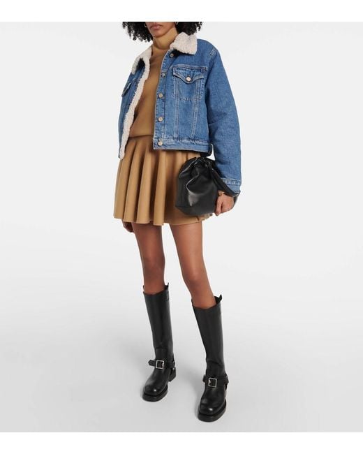 7 For All Mankind Blue Teddy-Trimmed Denim Jacket