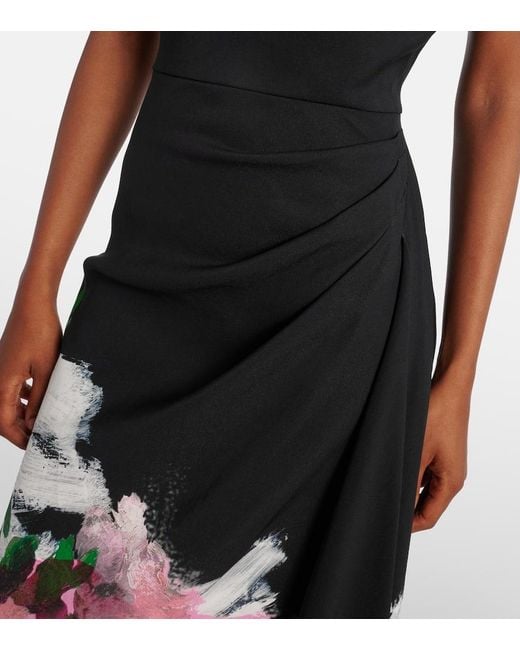 Robe Midi A Fleurs Erdem en coloris Black