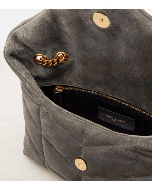 Saint Laurent White Puffer Toy Suede Shoulder Bag