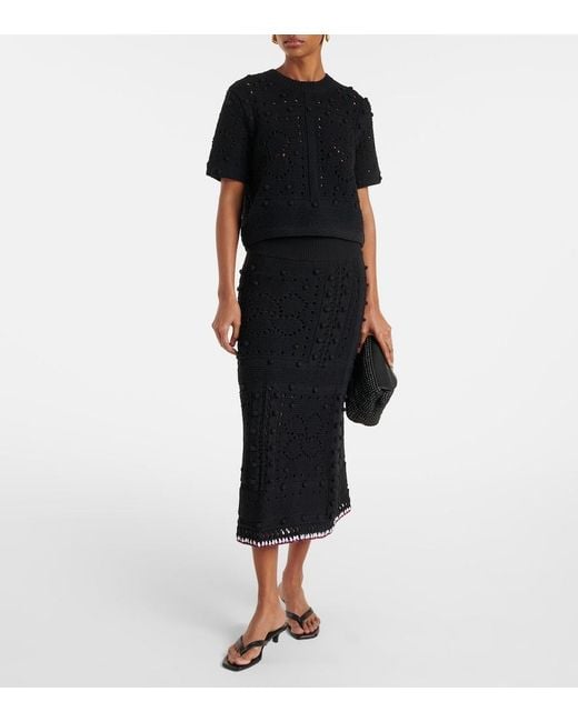 Dorothee Schumacher Black Open-Knit Cotton-Blend Top