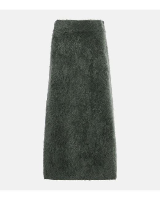 Lisa Yang Green Asta Knitted Cashmere Midi Skirt