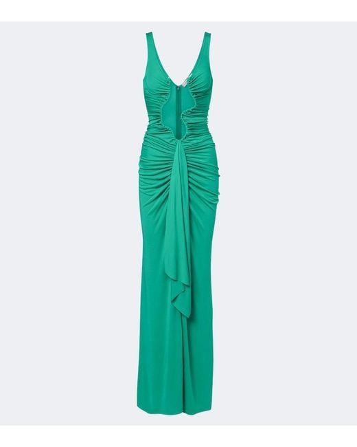 Christopher Esber Green Salacia Ruched Jersey Maxi Dress