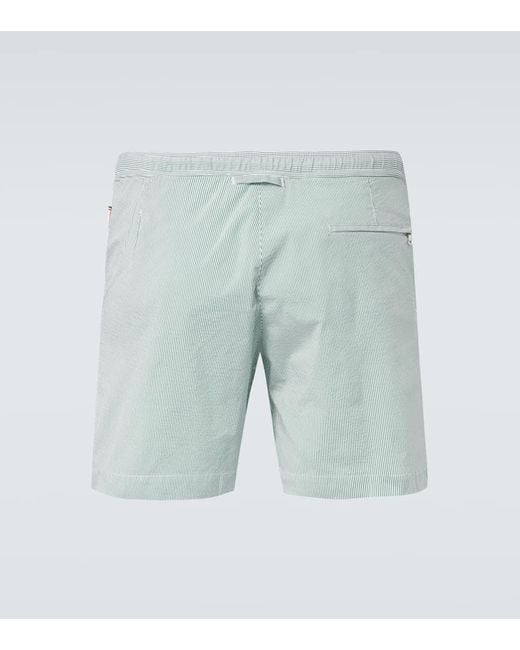 Orlebar Brown Blue Bulldog Drawcord Striped Swim Trunks for men