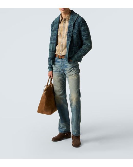 RRL Cardigan Aus Baumwoll-Jacquard in Blue für Herren
