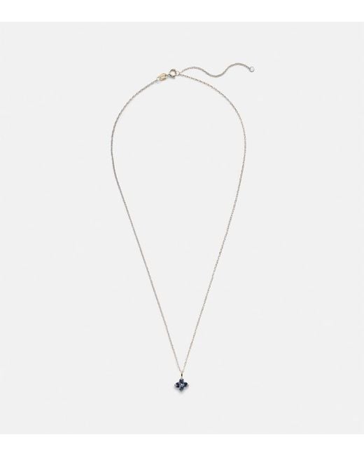 STONE AND STRAND White Luckiest Clover 10Kt Necklace With Sapphires