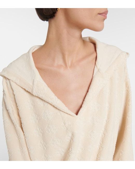 Tory Burch Natural Jacquard Cotton-Blend Terry Sweater