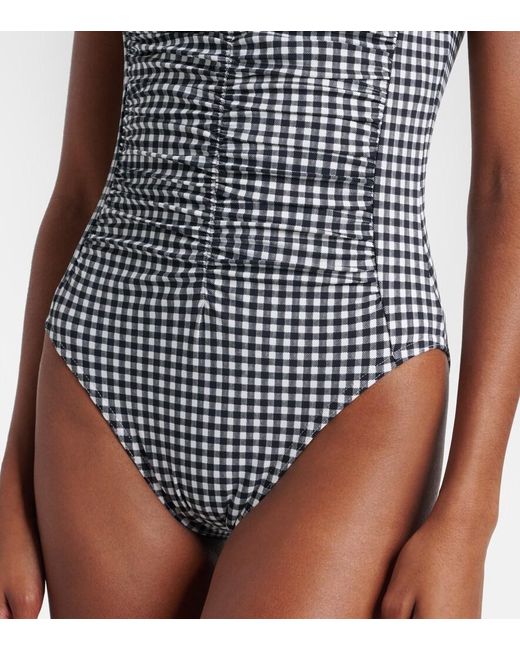 Karla Colletto Black Ruched Gingham Swimsuit