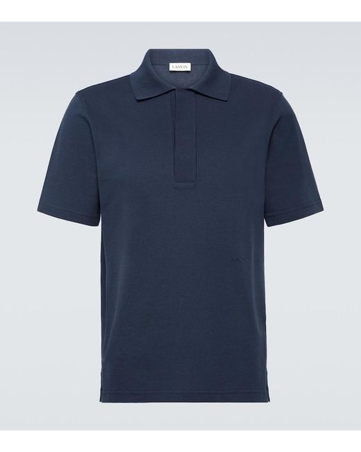 Lanvin Blue Oversized Cotton Jersey Polo Shirt for men