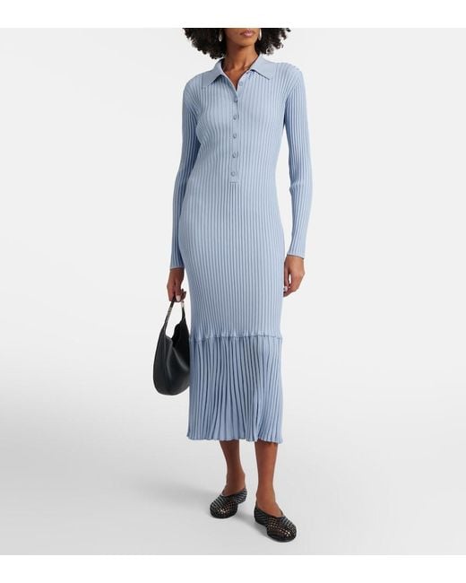 Proenza Schouler Blue Luiza Ribbed-Knit Sweater Dress