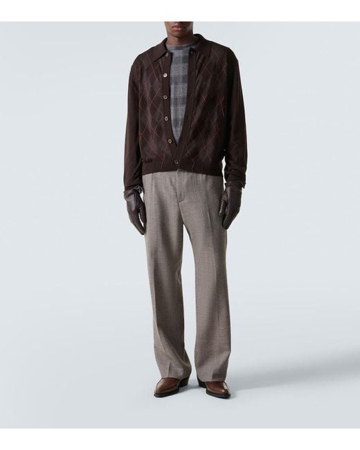 Our Legacy Black Evening Argyle Wool Cardigan for men