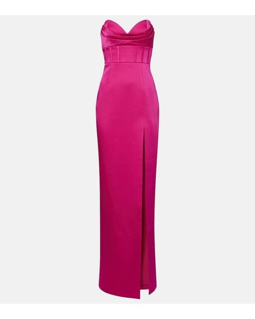 Rebecca Vallance Pink Saskia Satin Bustier Gown