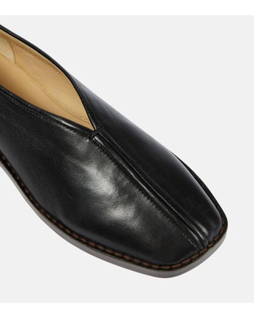 Lemaire Black Piped Leather Loafers