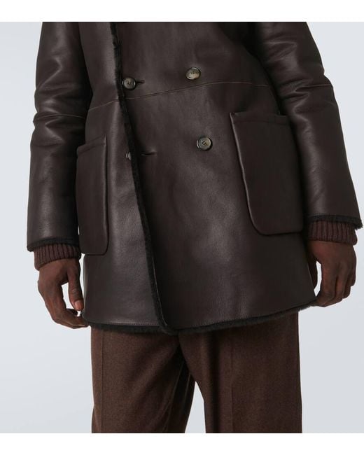 Giorgio Armani Wendbare Jacke Aus Leder Und Shearling in Black für Herren