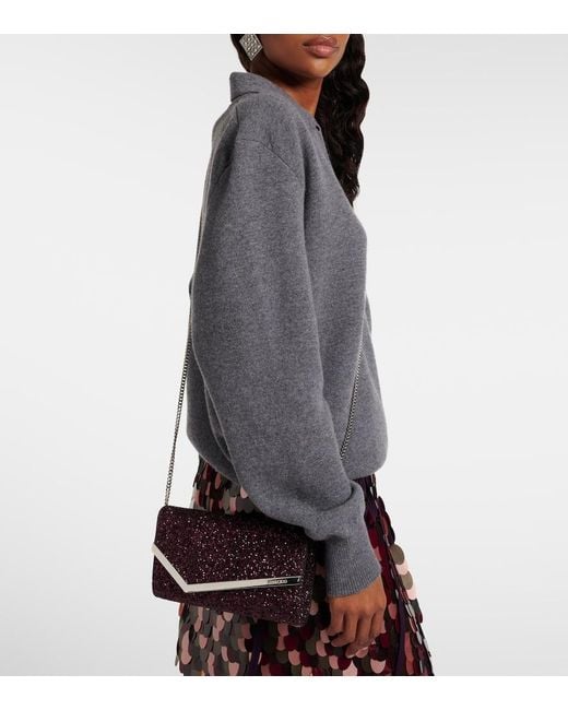 Jimmy Choo Purple Emmie Glitter Clutch