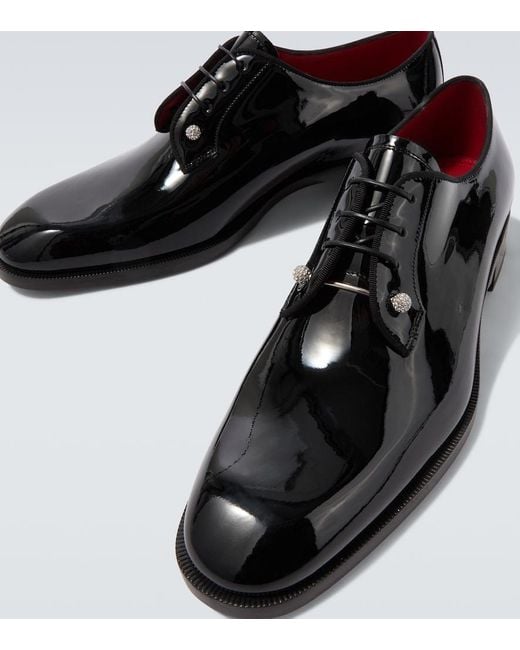 Christian Louboutin Black Chambeliss Patent Leather Derby Shoes for men