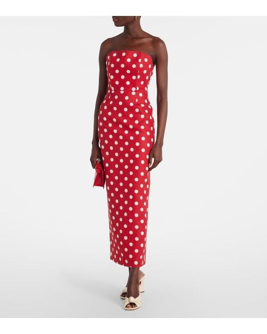 Posse Red Romeo Polka-Dot Linen Maxi Dress
