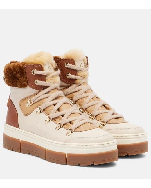Bogner Natural Schnuerstiefel Vaduz Aus Leder Mit Shearling