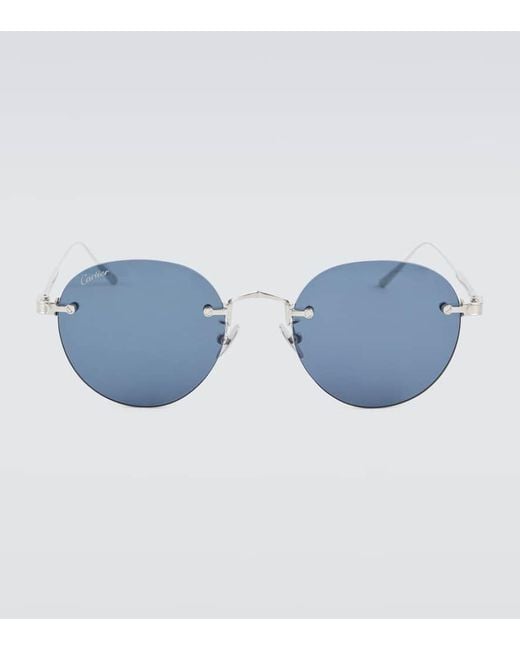 Cartier Blue Signature C De Cartier Round Sunglasses for men
