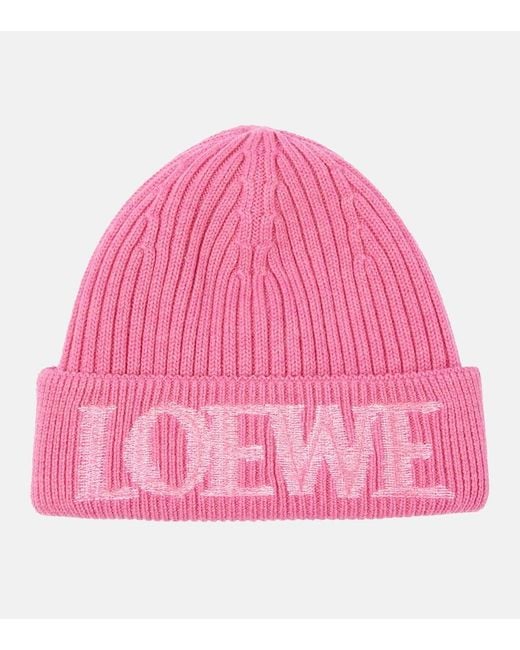 Loewe Pink Logo Wool Beanie