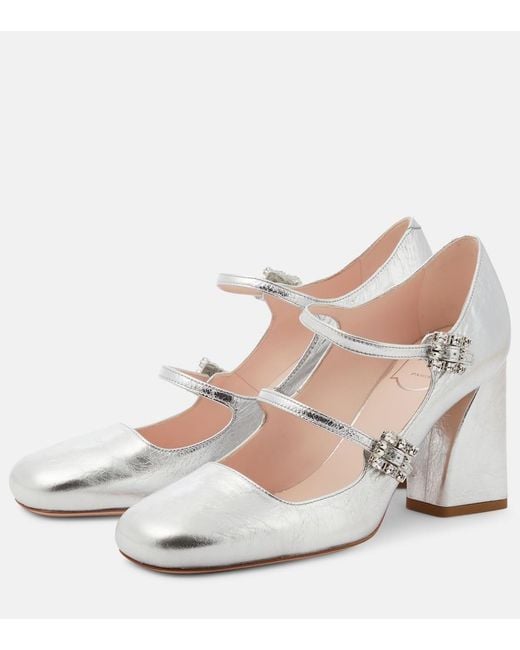 Roger Vivier White Babies Mini Tres Vivier Leather Pumps
